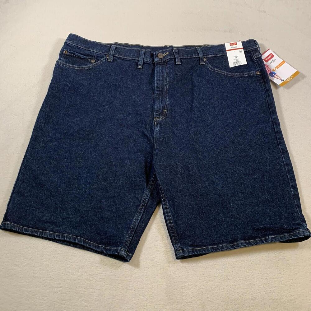 Wrangler Five Star Premium Denim Shorts Mens 46 Blue Dark Wash‎ 10" Inseam NEW